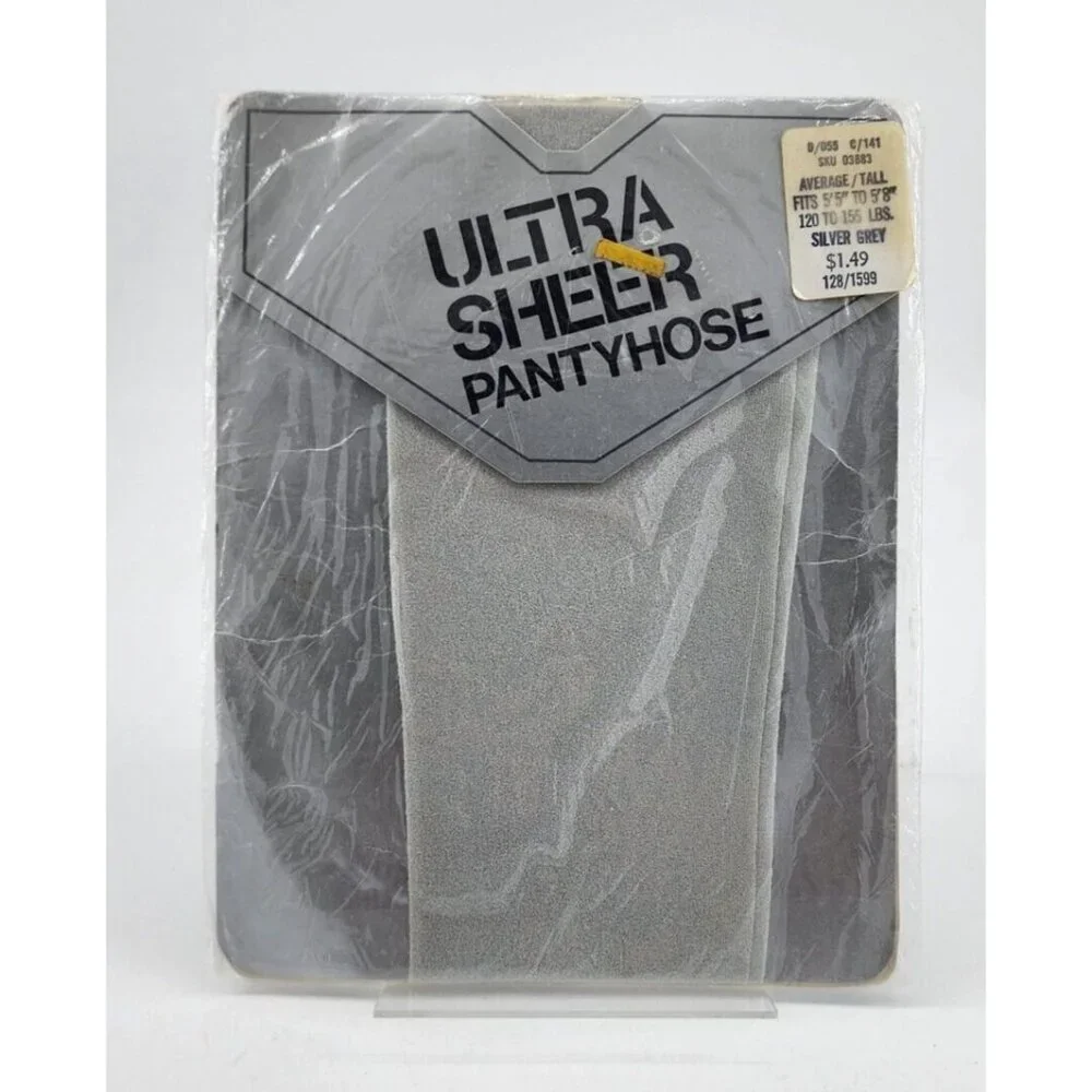 Vintage Arrowood Mills Ultra Sheer Nylon Pantyhose Silver Grey Size Average/Tall